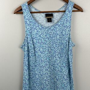 Sigrid Olsen Sport Blue Floral Shift Medium Dress Tennis Pickleball Athleisure